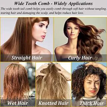 Wide Tooth Detangling Combs Set for Curly Hair Styling