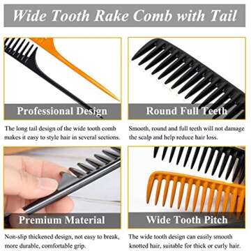 Wide Tooth Detangling Combs Set for Curly Hair Styling