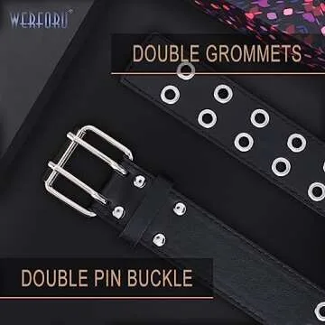 Stylish WERFORU Double Grommet Punk Belt for All Sizes