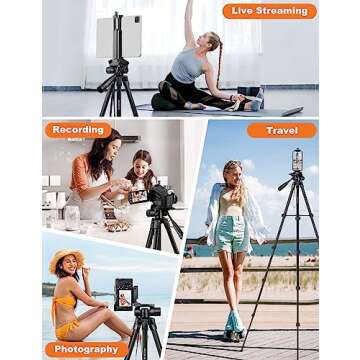 JOILCAN Phone Tripod Stand, 68" Tripod for iPad iPhone Tablet with Remote Universal Holder Carry Bag...