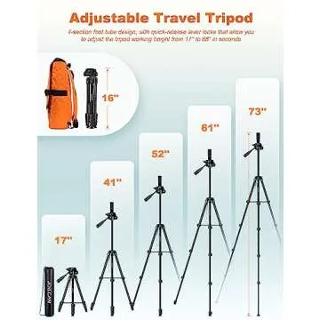 JOILCAN Phone Tripod Stand, 68" Tripod for iPad iPhone Tablet with Remote Universal Holder Carry Bag, Travel Aluminum Tripod for Video Recording Photos Vlogging Compatible with iPad Pro iPhone Camera