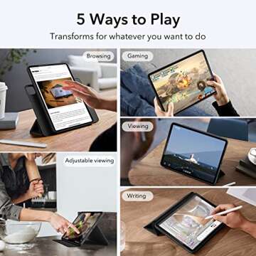 ESR for iPad Pro 11 Inch Case (2022/2021/2020/2018, 4th/3rd/2nd/1st Generation) with Pencil Holder, Removable Magnetic Cover, Vertical Stand, Rebound 360 Series, Black