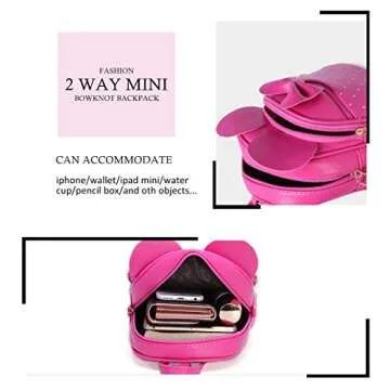 KL928 Girls Bowknot Polka Dot Cute Mini Backpack Small Daypacks Convertible Shoulder Bag Purse for Women