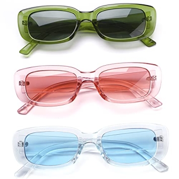 Stylish Tskestvy Retro Rectangular Sunglasses Set for Her