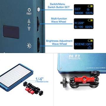 Falcon Eyes F7 12W RGB LED Video Light Mini Pocket On Camera Light with Multiple Scenario Mode, CRI 97, 2500K-9000K, Magnet Adsorbing Function, Built-in Rechargeable Battery