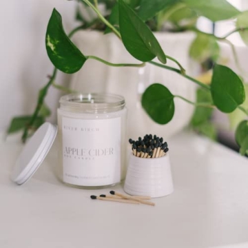 Elegant River Birch Ceramic Match Holders Set for Home Decor