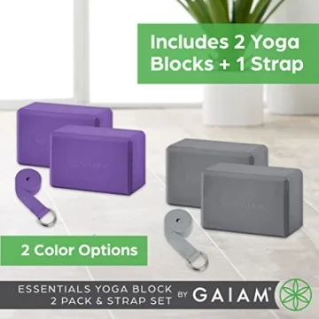 Gaiam Yoga Block & Strap Set for Stability and Alignment