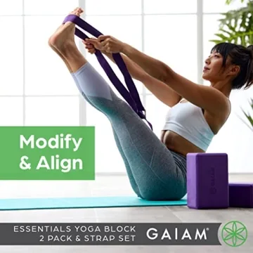 Gaiam Yoga Block & Strap Set for Stability and Alignment