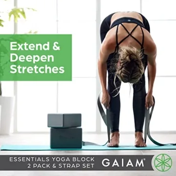 Gaiam Yoga Block & Strap Set for Stability and Alignment