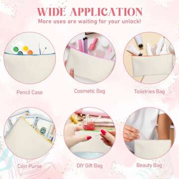 Legigo 12 Pack DIY Canvas Pencil Case - Beige Multi-Purpose Bags