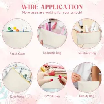 Legigo 12 Pack DIY Canvas Pencil Case - Beige Multi-Purpose Bags