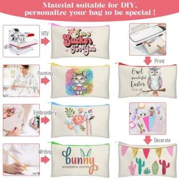 Legigo 12 Pack DIY Canvas Pencil Case - Beige Multi-Purpose Bags