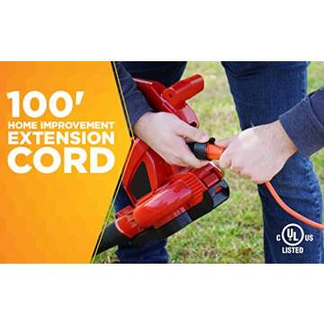 Woods Outdoor Extension Cord, 100 Ft 16 Gauge 3 Prong, Lawn & Garden, Orange, 0269