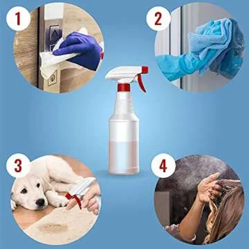 LiBa Spray Bottles (4 Pack,16 Oz), Refillable Empty Spray Bottles for Cleaning Solutions, Hair Spray, Watering Plants, Superior Flex Nozzles, Mist Sprayer, Bleach/Vinegar/Rubbing Alcohol Safe