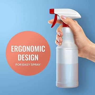 LiBa Spray Bottles (4 Pack,16 Oz), Refillable Empty Spray Bottles for Cleaning Solutions, Hair Spray, Watering Plants, Superior Flex Nozzles, Mist Sprayer, Bleach/Vinegar/Rubbing Alcohol Safe