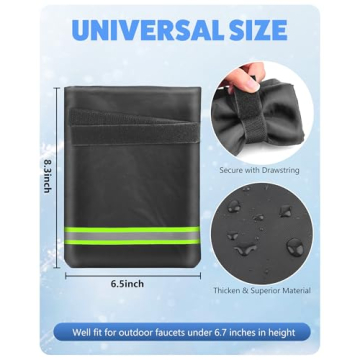 Outdoor Faucet Cover for Winter, 2 Pack Outside Garden Faucet Socks for Freeze Miser, 6.7" W x 8.3" H Pro Spigot Hose Bib Covers, Reusable Freeze Protection Pipe Insulation