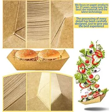 MotBach Kraft Paper Food Trays - Perfect for Parties