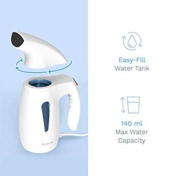 hOmeLabs Handheld Portable Garment Steamer - Fast Heating, Large Water Tank and Auto-Shut Off - Compact Design Ideal for Travel or Spot Wrinkle Removal