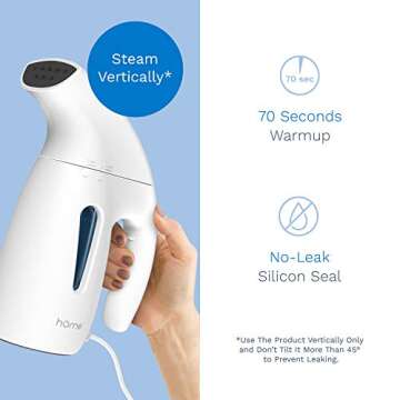 hOmeLabs Handheld Portable Garment Steamer - Fast Heating, Large Water Tank and Auto-Shut Off - Compact Design Ideal for Travel or Spot Wrinkle Removal