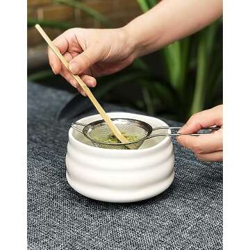 AIYICIII Ceramic Matcha Bowl, Handmade Japanese Green Tea Cup,Matcha Tea Whisk Bowl For Ceremony Cha...