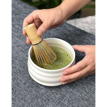 AIYICIII Ceramic Matcha Bowl, Handmade Japanese Green Tea Cup,Matcha Tea Whisk Bowl For Ceremony Chawan 500ml 17oz (White)