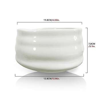 AIYICIII Ceramic Matcha Bowl, Handmade Japanese Green Tea Cup,Matcha Tea Whisk Bowl For Ceremony Chawan 500ml 17oz (White)
