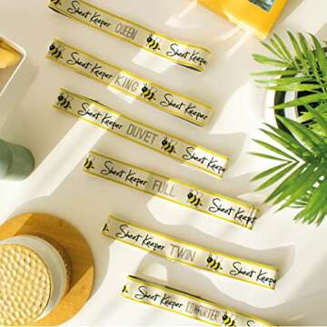 Sheet Keeper Made in The USA Closet Organization – Bed Sheet Organizer – Closet Organizer Sheet Bands Bed Linen Label – Bed Sheet Storage Sheet Labels for Bed Each Order Contains 2 Bands (King)