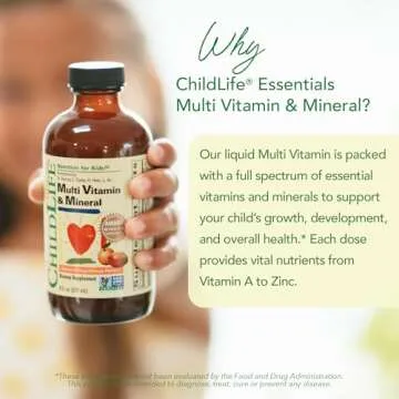 CHILDLIFE ESSENTIALS Kids Multivitamin & Mineral - Kids Vitamins, Liquid Multivitamin for Kids, Toddler Multivitamins, Liquid Vitamins, Baby Multivitamin - Natural Orange & Mango, 8 Fl Oz (Pack of 1)