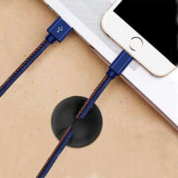 Cable Clips, ONME Cable Holder Multipurpose Cord Management for Home Non-Toxic Rubber Material Self-Adhesive Desk Cord Clips Durable Cord Organizer Black Cord Holder for Office (Black)