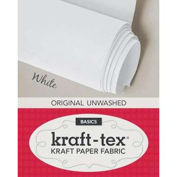 kraft-tex White Original Unwashed: Kraft Fabric Paper, 19” x 1.5 Yard Roll (kraft-tex Basics)
