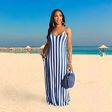 FANDEE Women's Maxi Dress for Summer Beach Style