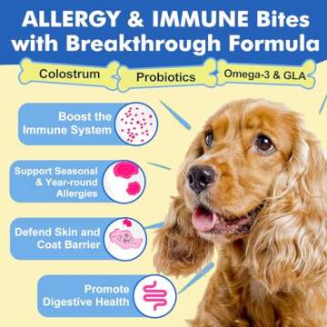 Dog Allergy Relief Chews with Colostrum, Omega 3,6, Probiotics for Dogs