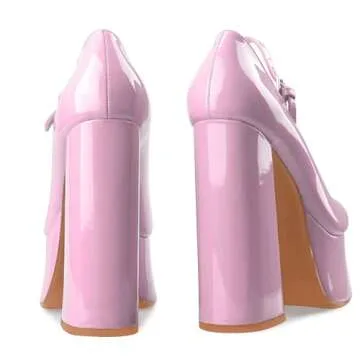 Perisis Light Pink Chunky High Heels for Women