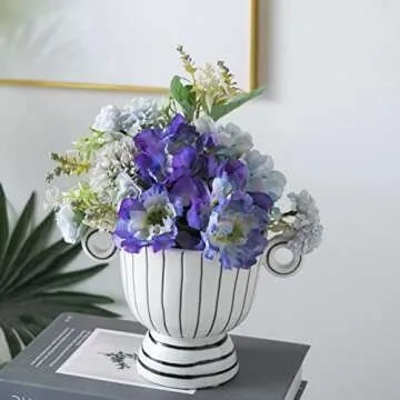 Tanvecle Ceramic Vase - Modern White and Black Decor