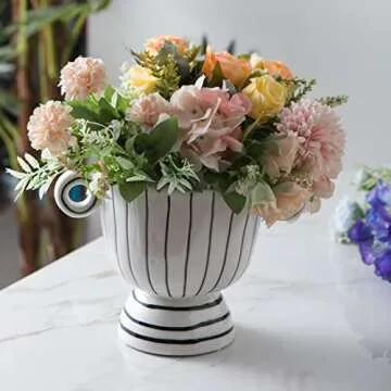 Tanvecle Ceramic Vase - Modern White and Black Decor