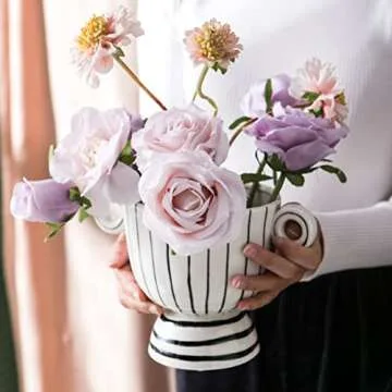 Tanvecle Ceramic Vase - Modern White and Black Decor