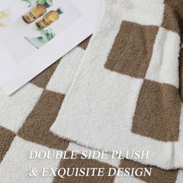Bearberry Fuzzy Checkerboard Throw Blanket for All Seasons