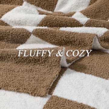 Bearberry Fuzzy Checkerboard Throw Blanket for All Seasons