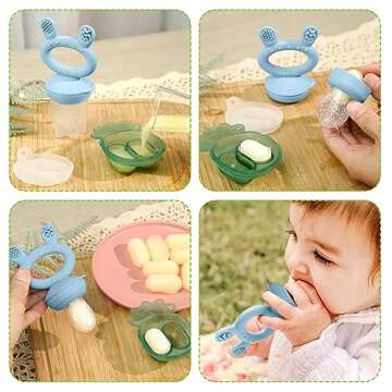 Haakaa Baby Fruit Food Feeder & Mini Freezer Nibble Tray Combo, Breastmilk Popsicle Molds for Baby C...