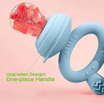 Haakaa Baby Fruit Food Feeder & Mini Freezer Nibble Tray Combo, Breastmilk Popsicle Molds for Baby Cooling Relief, BPA Free Silicone Feeder for Safe Infant Self Feeding, 4 Month+ (Sky Blue)