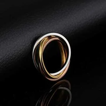 JAJAFOOK Women's Triple Band Interlocked Ring - Stylish Gift