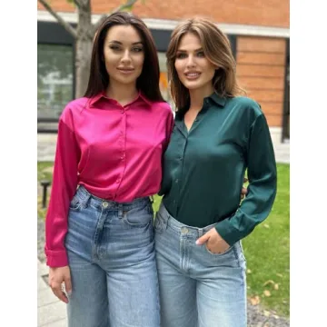 Chigant Women's Satin Silk Long Sleeve Blouse - Elegant & Versatile