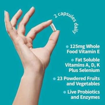Garden of Life Vitamin E - Vitamin Code Raw Vitamin E Supplement with Vitamins A, D & K Plus Selenium, Fruit, Veggies & Probiotics, 60 Vegetarian Capsules, 125mg Whole Food Vitamin E for Heart Health