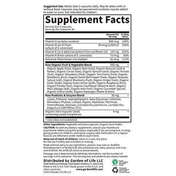 Garden of Life Vitamin E - Vitamin Code Raw Vitamin E Supplement with Vitamins A, D & K Plus Selenium, Fruit, Veggies & Probiotics, 60 Vegetarian Capsules, 125mg Whole Food Vitamin E for Heart Health