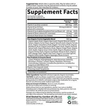 Garden of Life Vitamin E - Vitamin Code Raw Vitamin E Supplement with Vitamins A, D & K Plus Selenium, Fruit, Veggies & Probiotics, 60 Vegetarian Capsules, 125mg Whole Food Vitamin E for Heart Health