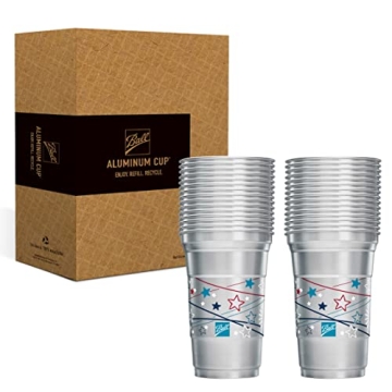 Ball Aluminum Cup Recyclable Party Cups - Patriotic Design, 20 oz., 30 Count Pack