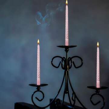 Berkebun Pink Taper Candles 10 inch -Set of 4 Tapered Candles, Long Candle,Tall Candlesticks, Home Dinner, Party, Wedding, Halloween, Churches,Christmas (4pcs, Pink)
