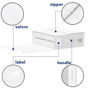 4-Pack Bed Sheet Organizer and Storage Box, Folding Container for Bedding Essentials, Stylish Linen Closet Organizer for Sheets, Duvet Covers, and Pillows (White, Circle Window Design)