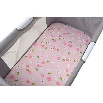 Bassinet Sheets Set 3 Pack for Baby Girl, Stretchy Soft Jersey Knitted Fitted Sheet Universal for Oval Rectangle and Hourglass Bassinet Mattress, Pink Floral