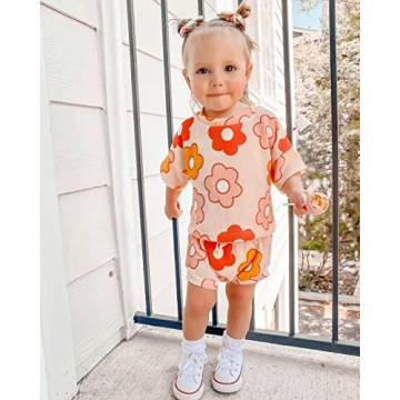 COORALLY Baby Girl Floral Outfits for Ages 18-24 Months